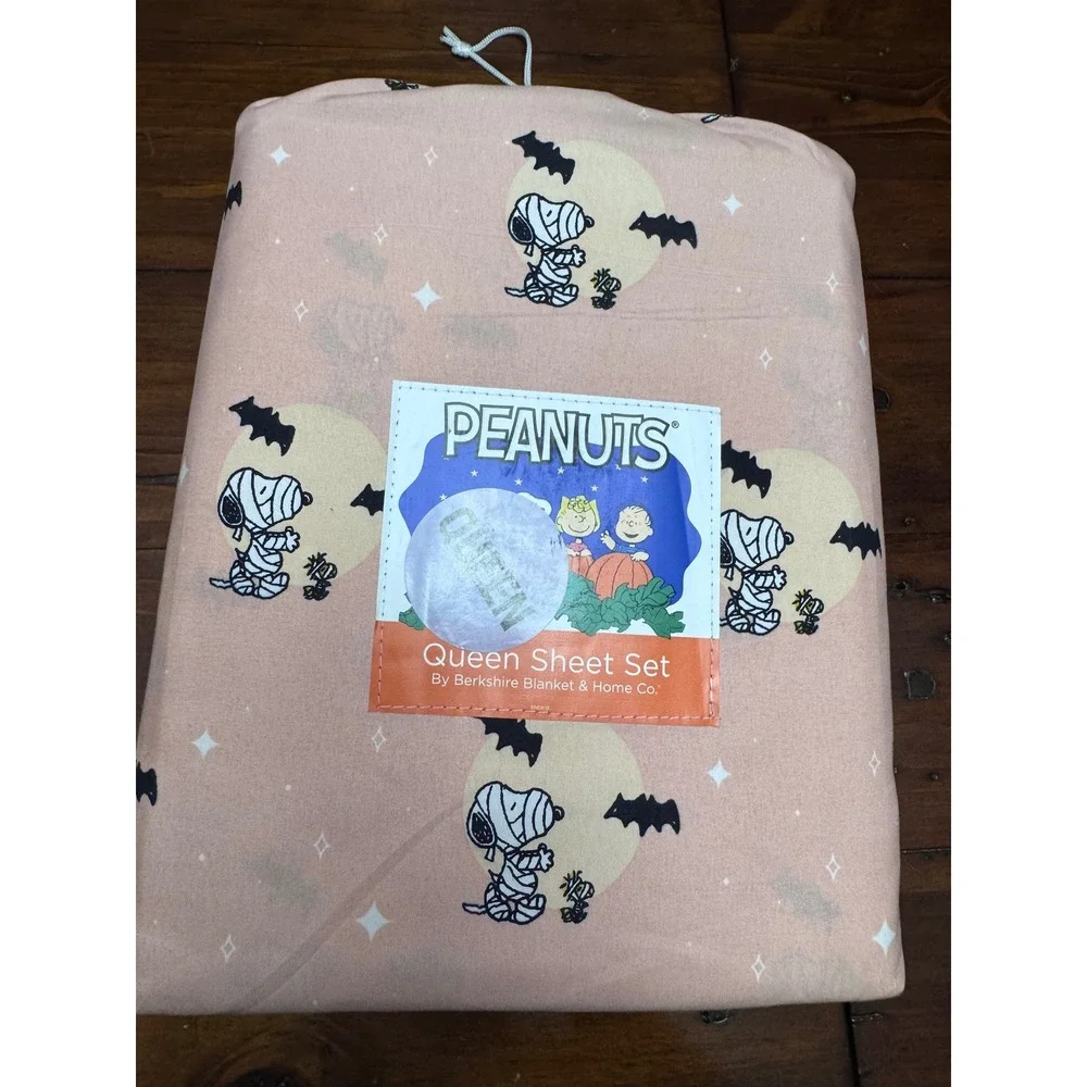 Peanuts‎ Snoopy Mummy Halloween Queen Sheet Set Pink Berkshire Blanket 4pc New